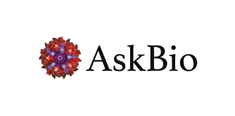 Logo with white background and white lettering: AskBio