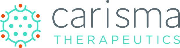 Logo on white background with gray and blue lettering: Carisma THerapeutics