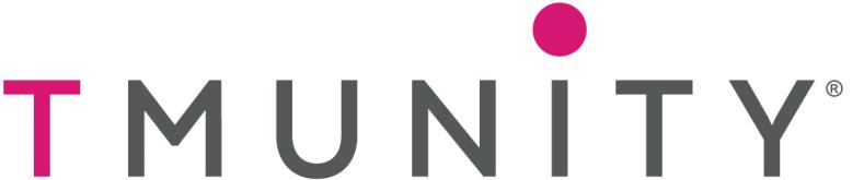Logo with fuchsia and black lettering: TMUNITY
