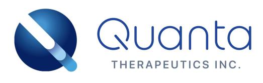 Logo with blue graphic and lettering: Quanta Therapeutics